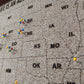Close up photo of engraved United States map.